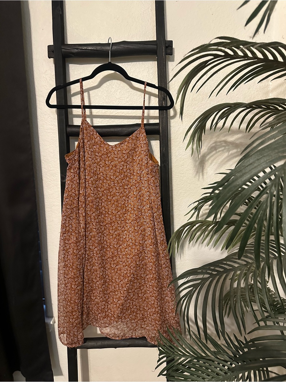 Mudd Rust Floral Spaghetti-Strap Mini Dress